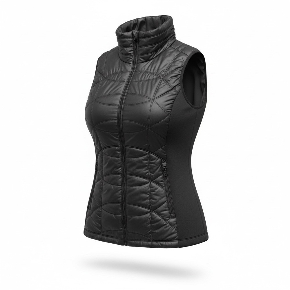 Michael Michael Kors Womens Black Puffer Vest Jacket Medium Knit Side Panels